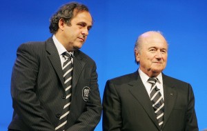 Le president de la FIFA Joseph Sepp Blatter et Le president de Michel Platini - 57 eme Congre de la FIFA - Zurich- Organistation de la FIFA - 31.05.2007 - Foot Football - largeur attitude pose portrait Im2867597